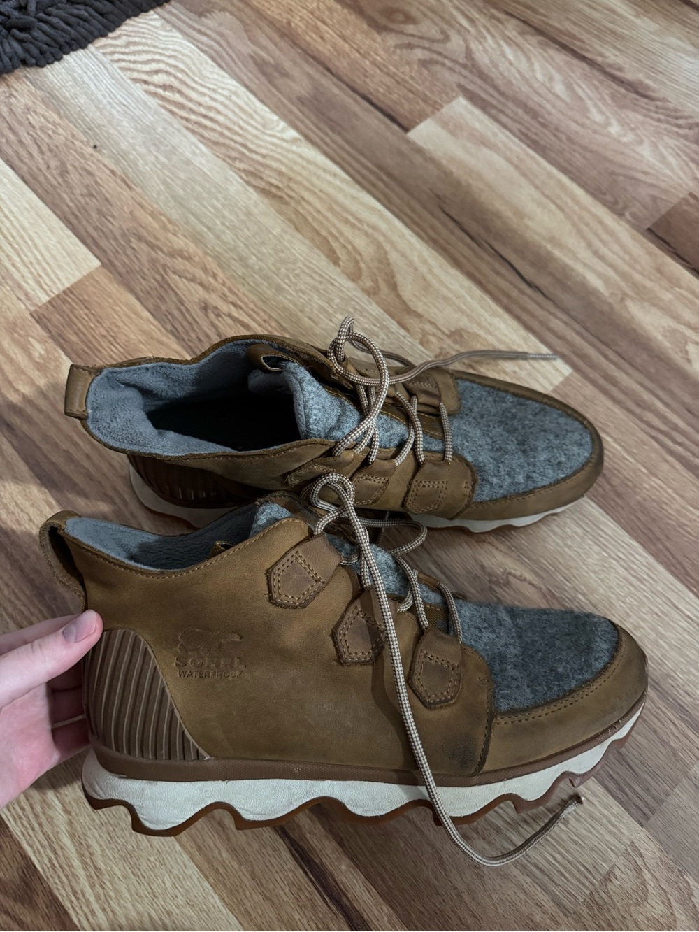 Sorel Brown and Gray women’s -Top Lace-Up Boots